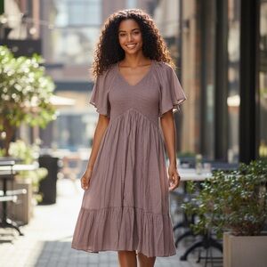 Chic Mauve Midi Dress. Size 2XL.